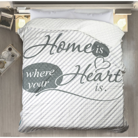 Alva 200x220 cm weiß grau Home is where heart is