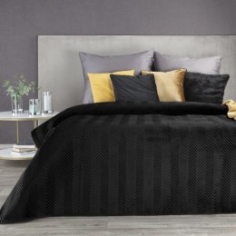 Tagesdecke Velours Samtdecke Gesteppt Steppdecke Klassische Decke SOFIA schwarz 230x260 cm schwarz