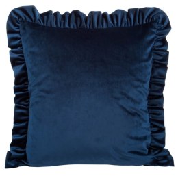 Kissenbezug Velvet Samt 25 weiß 45x45 dunkelblau Rüsche