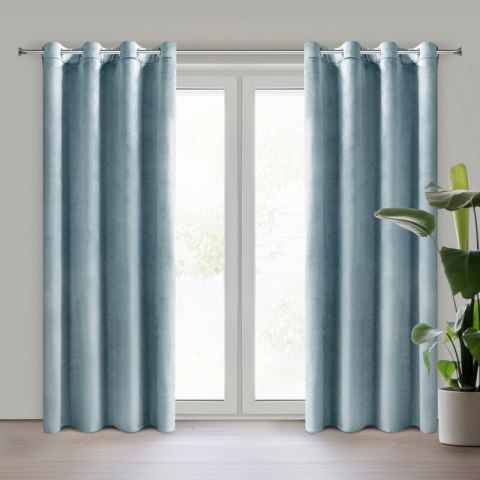 Samtvorhang Velours Vorhänge zum Wohnzimmer Prachtvoll Elegant hellblau 140x250 cm Ösen