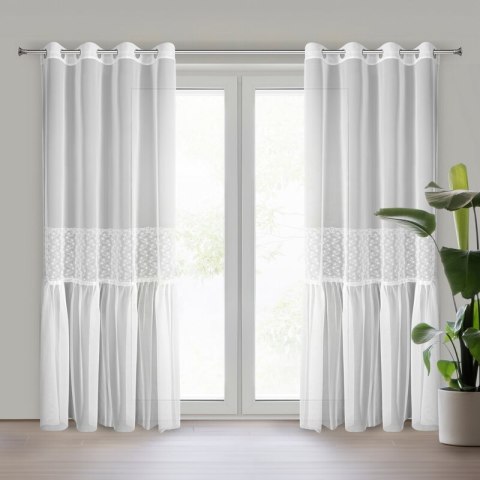 Gardine LAURI weiß silber 140x250 Ösen