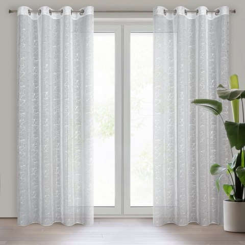 Gardine REVA weiß silber 140x250 Ösen