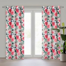 Vorhang ALESIA weiß rosa 140X250 Ösen