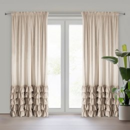 Vorhang CARLI mit Rüsche Velours Samtvorhänge beige 140x250 cm Kräuselband