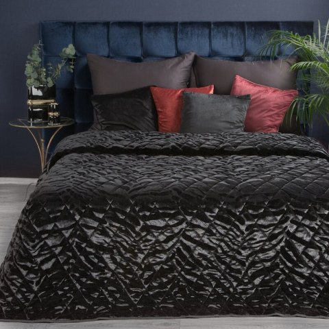 Prachtvolle Tagesdecke für Ehebett Glamour Decke KRISTIN 3 220x240 cm schwarz