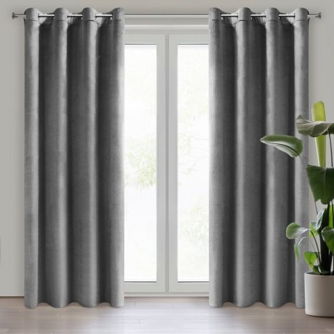 Samtvorhang Velours Vorhänge zum Wohnzimmer Prachtvoll Elegant stahl 140x250 cm Ösen