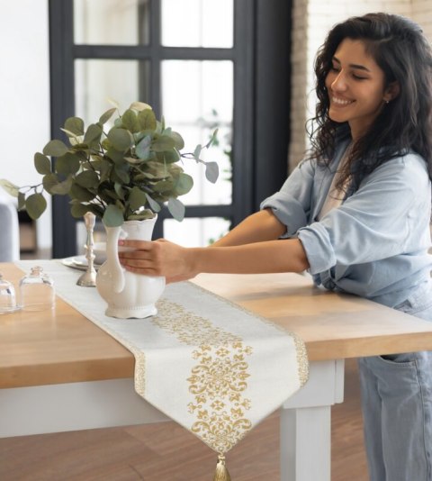 Tischdecke MAJORKA creme gold 30x120 creme gold