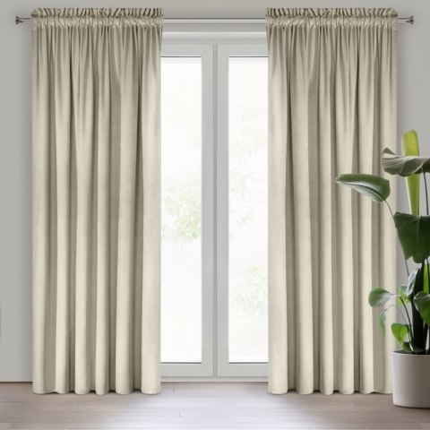 Samtvorhang Velours Vorhänge zum Wohnzimmer Prachtvoll Elegant beige 135x300 cm Kräuselband