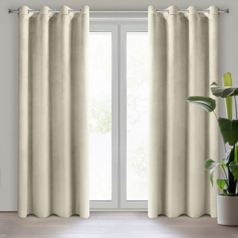 Samtvorhang Velours Vorhänge zum Wohnzimmer Prachtvoll Elegant beige 140x250 cm Ösen