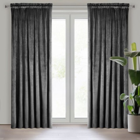 Samtvorhang Velours Vorhänge zum Wohnzimmer Prachtvoll Elegant schwarz 135x270 T