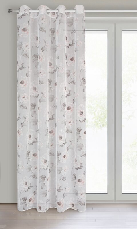 Gardine BESSY weiß rosa 140x250 Ösen