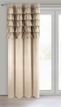 Vorhang AURA mit Rüsche Velours Samtvorhänge dunkelbeige 140x250 cm Ösen