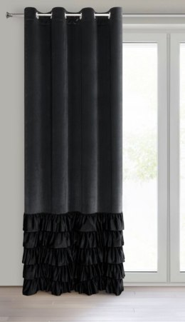 Vorhang DANI mit Rüsche Velours Samtvorhänge schwarz 140x250 cm Ösen