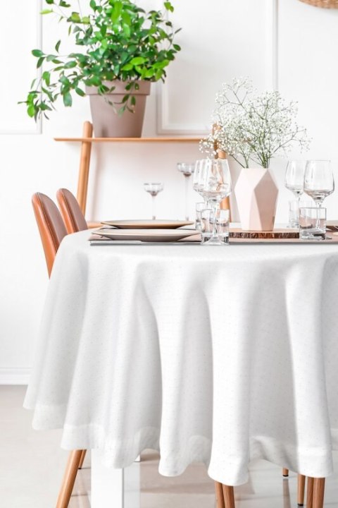 Tischdecke ELLEN weiß silber 120 RD