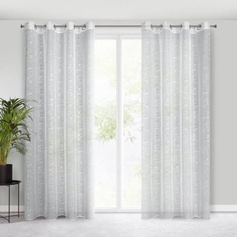 Gardine REVA weiß silber 140x250 Ösen