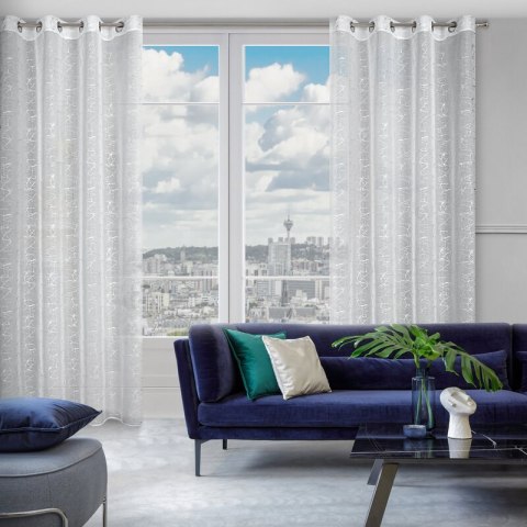 Gardine REVA weiß silber 140x250 Ösen