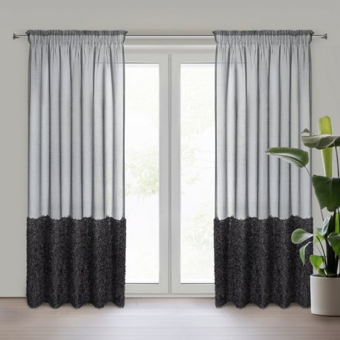Gardine MARION schwarz 140x270 Kräuselband Tunnelzug
