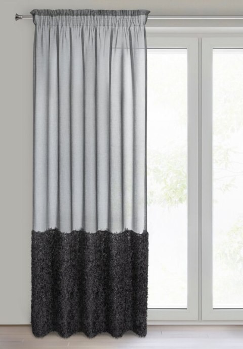 Gardine MARION schwarz 140x270 Kräuselband Tunnelzug