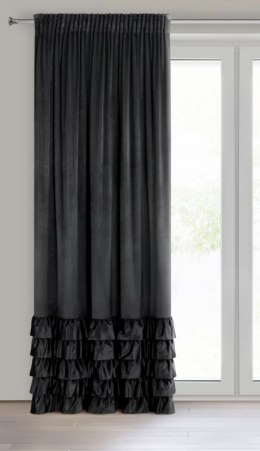 Vorhang DANI mit Rüsche Velours Samtvorhänge schwarz 140x250 cm Kräuselband