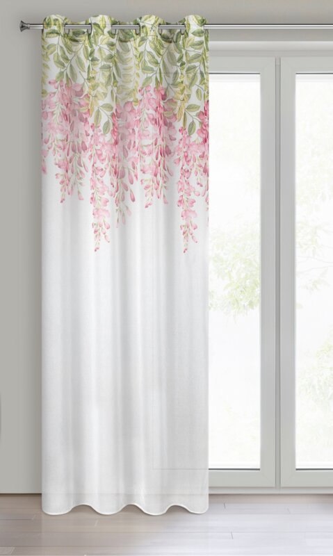 Gardine JULIETA weiß rosa 140x250 Ösen