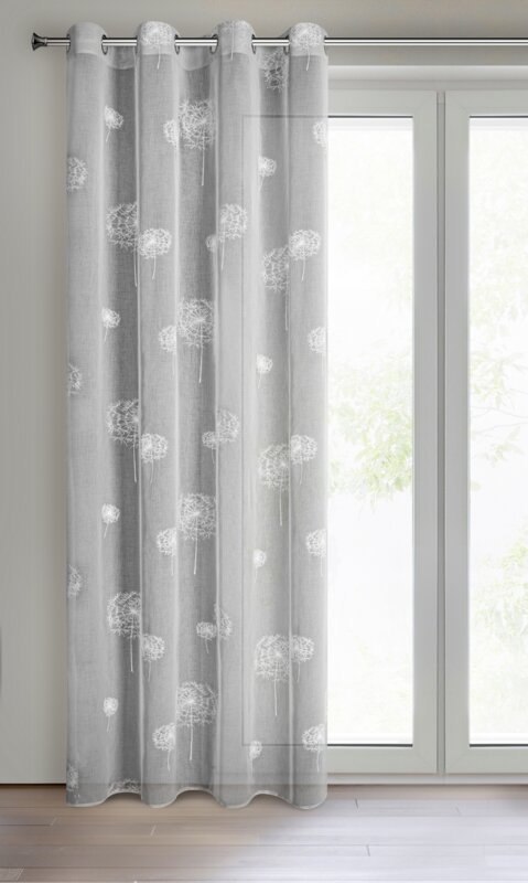 Gardine SABINE silber weiß 140x250 Ösen