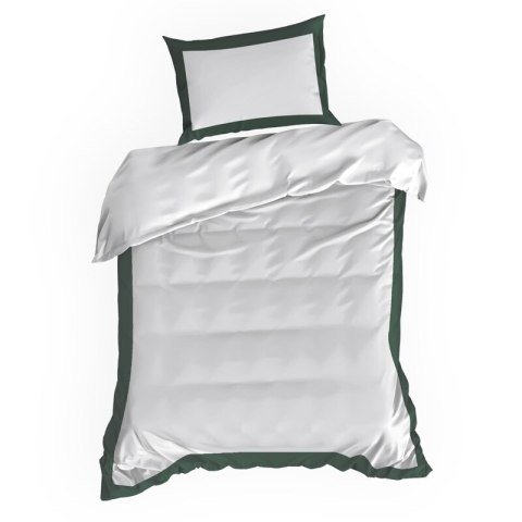 Bettwäsche garnitur LAURA weiß dunkelgrün 160x200 2x Kissenbezüge 70x80