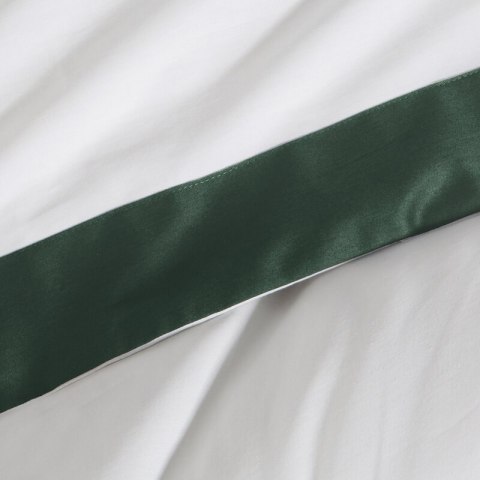 Bettwäsche garnitur LAURA weiß dunkelgrün 220x200 2x Kissenbezüge 70x80