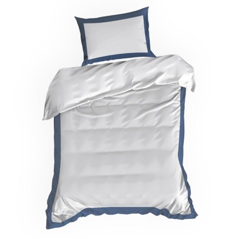 Bettwäsche garnitur LAURA weiß dunkelblau 160x200 2x Kissenbezüge 70x80