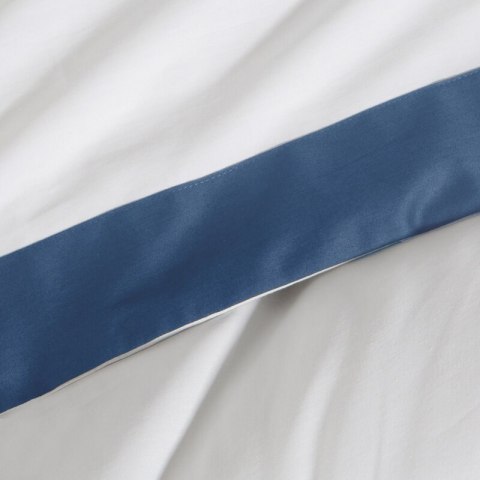 Bettwäsche garnitur LAURA weiß dunkelblau 220x200 2x Kissenbezüge 70x80