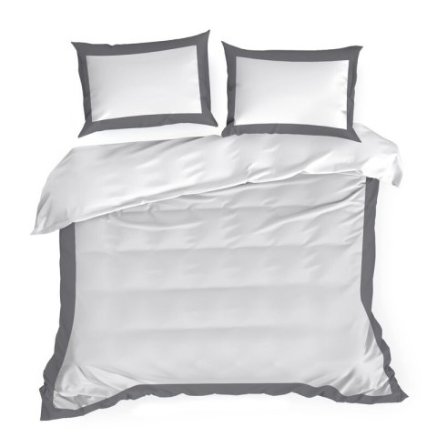Bettwäsche garnitur LAURA weiß stahl 160x200 2x Kissenbezüge 70x80