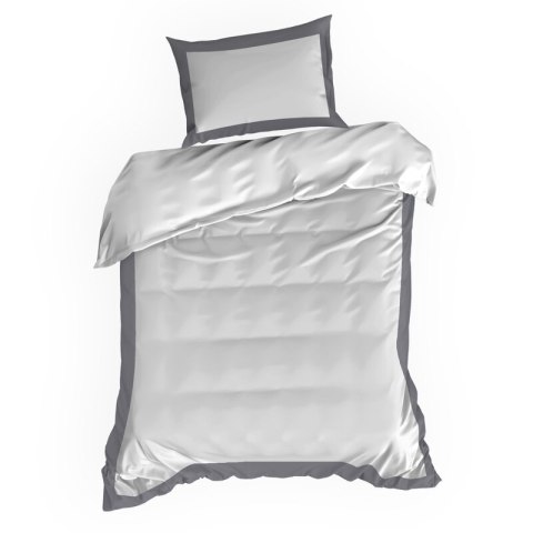 Bettwäsche garnitur LAURA weiß stahl 160x200 2x Kissenbezüge 70x80