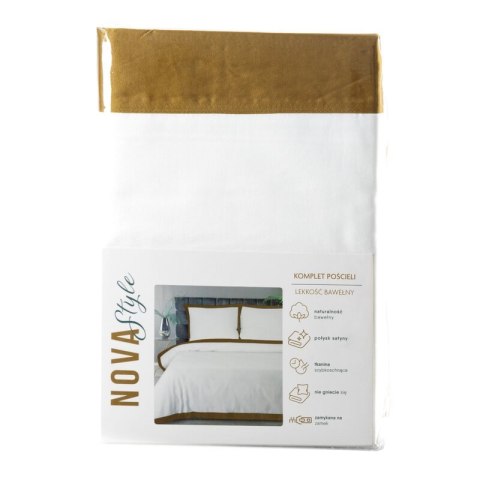 Bettwäsche garnitur LAURA weiß gold 160x200 2x Kissenbezüge 70x80