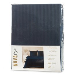 Bettwäsche garnitur Satin VERA dunkelblau 160x200 2x Kissenbezüge 70x80