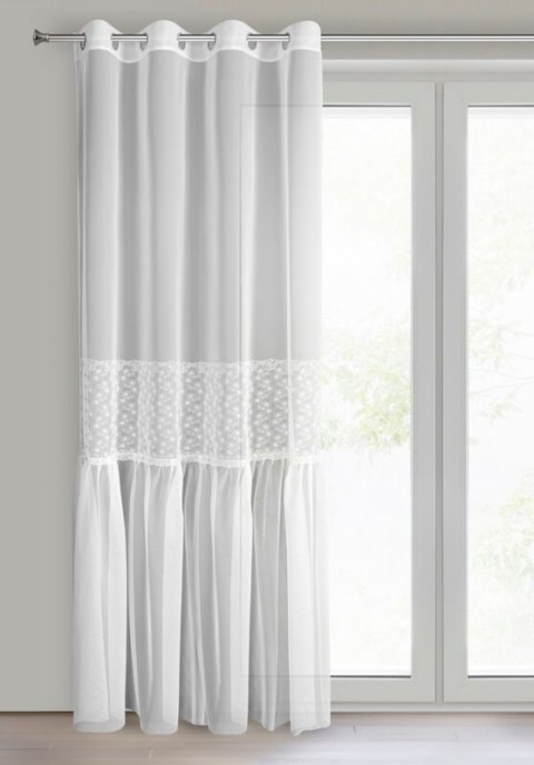 Gardine LAURI weiß silber 140x250 Ösen