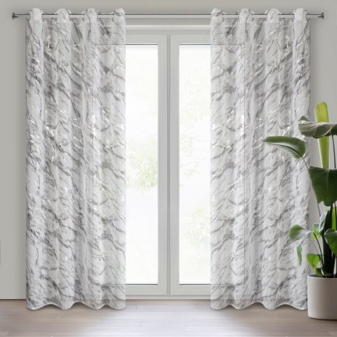 Vorhang ALIVIA weiß silber 140x270 Ösen