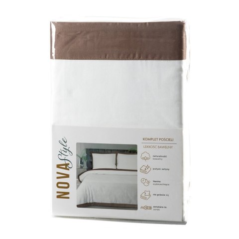 Bettwäsche garnitur LAURA weiß caffe 220x200 2x Kissenbezüge 70x80