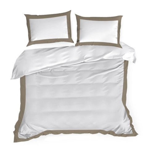 Bettwäsche garnitur LAURA weiß caffe 220x200 2x Kissenbezüge 70x80