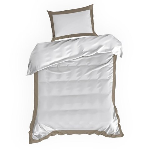 Bettwäsche garnitur LAURA weiß caffe 220x200 2x Kissenbezüge 70x80