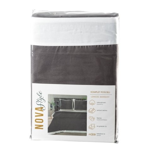 Bettwäsche garnitur LAURA stahl weiß 220x200 2x Kissenbezüge 70x80