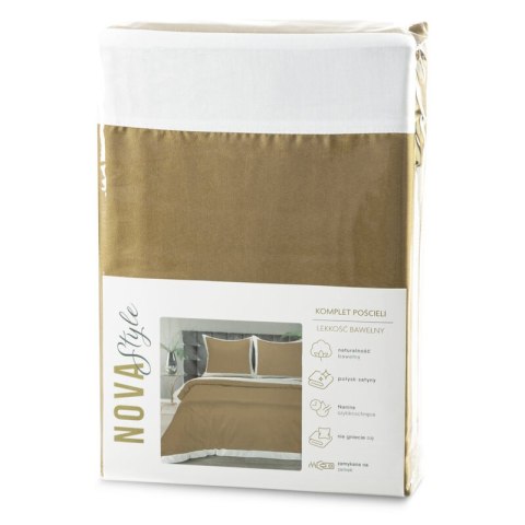 Bettwäsche garnitur LAURA gold weiß 220x200 2x Kissenbezüge 70x80