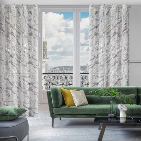 Vorhang ALIVIA weiß silber 140x270 Ösen