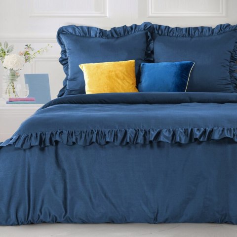 Satin Bettwäsche REINA23F 220x200 70x80 x2 dunkelblau