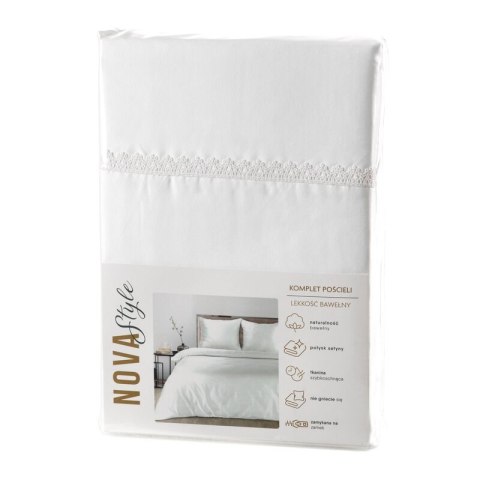 Bettwäsche garnitur LINDA weiß 160x200 2x Kissenbezüge 70x80