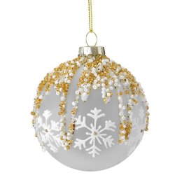 Christbaumschmuck Glas 465A 8CM weiß gold