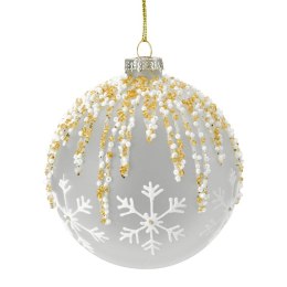 Christbaumschmuck Glas 465B 10CM weiß gold