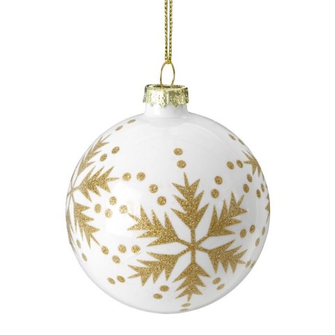 Christbaumschmuck Glas 468A 8CM weiß gold