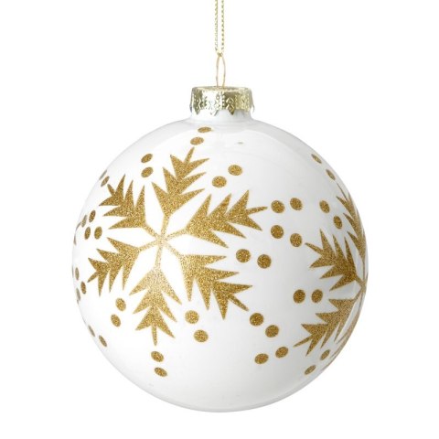 Christbaumschmuck Glas 468B 10CM weiß gold