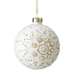 Christbaumschmuck Glas 477A 8CM weiß gold