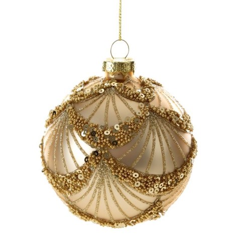 Christbaumschmuck Glas 488A 8CM beige gold