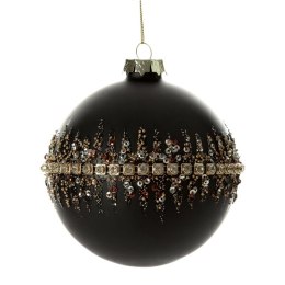 Christbaumschmuck Glas 489B 10CM schwarz gold